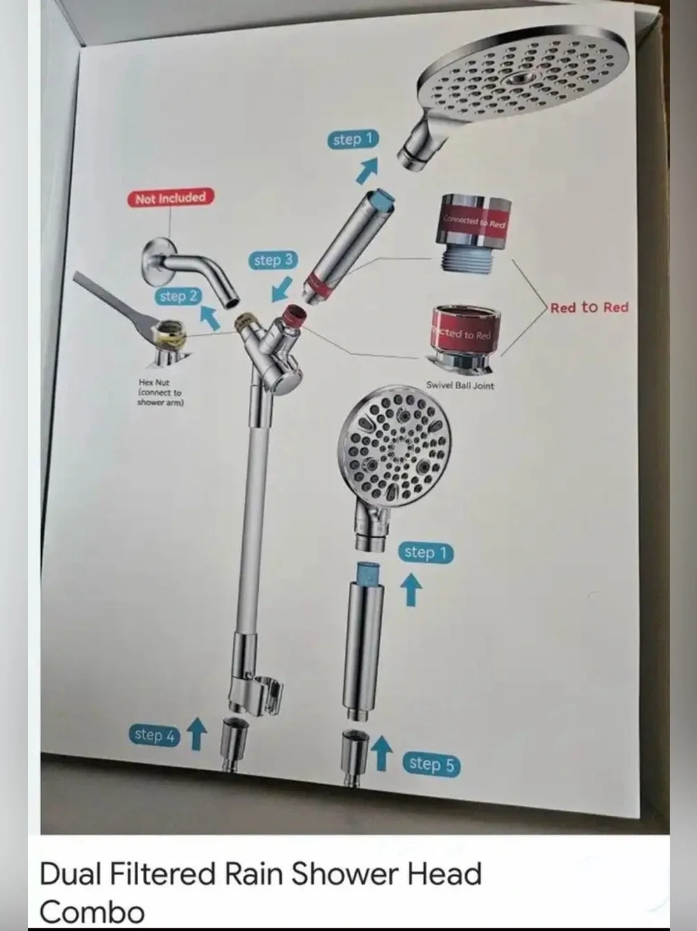 Dual Filtered Rain Shower Head - Chrome